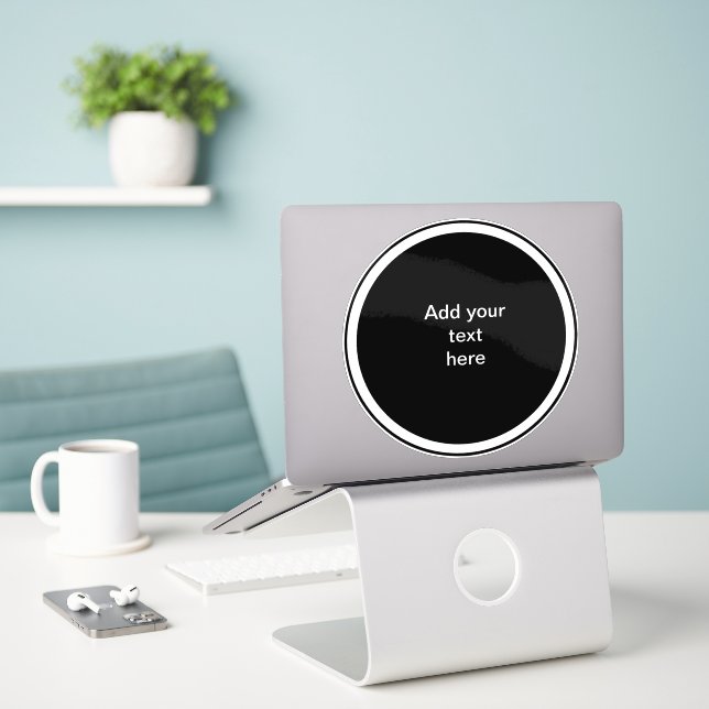 Adesivo Círculo preto com moldura de círculo branco TEMPLA (Laptop na mesa)