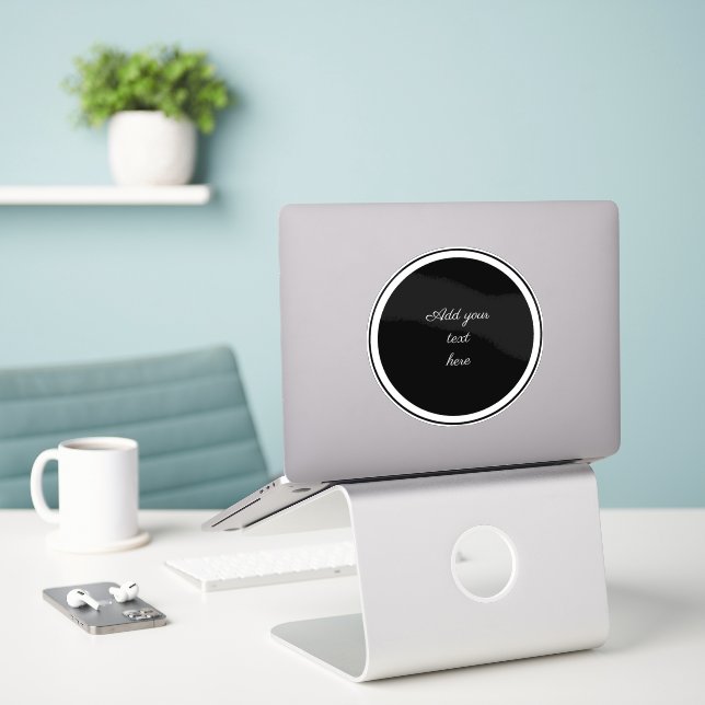 Adesivo Círculo preto com moldura de círculo branco TEMPLA (Laptop na mesa)