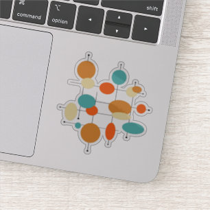 Adesivo Círculos Laranja Turquesa Meio século Moderno
