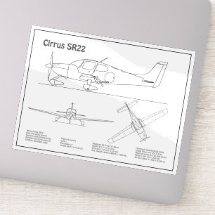 Adesivo Cirrus SR22 - Planos de desenho de projeto de aviã