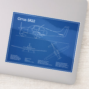 Adesivo Cirrus SR22 - Planos de desenho de projeto de aviã