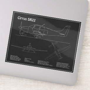 Adesivo Cirrus SR22 - Planos de desenho de projeto de aviã