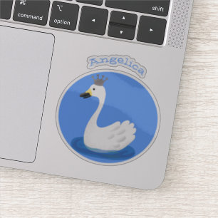 Adesivo Cisne branco-branco com desenho animado