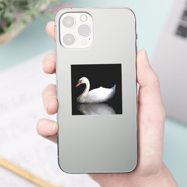 Adesivo Cisne branco sobre preto (Telefone)