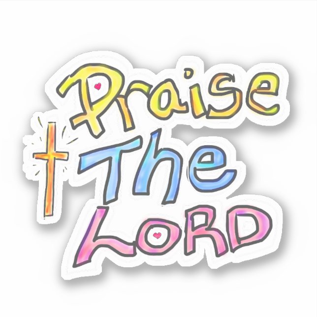 Adesivo Citação Cristã Louve o Senhor Com Cruz (Frente)