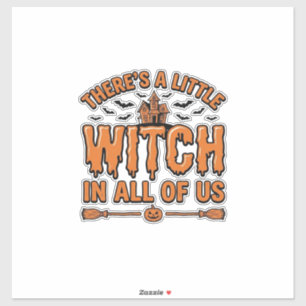 Adesivo Citação de Bruxa de Halloween Design Vetorial Vint