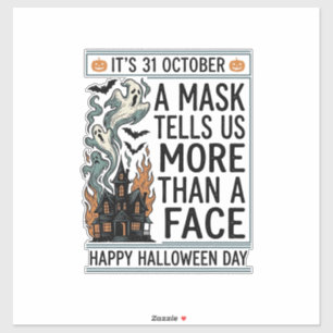 Adesivo Citação de Máscara de Halloween Vintage em Design 