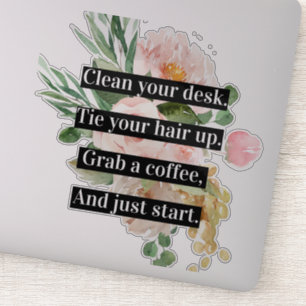 Adesivo Citação de Motivação Positiva Moderna e Flores