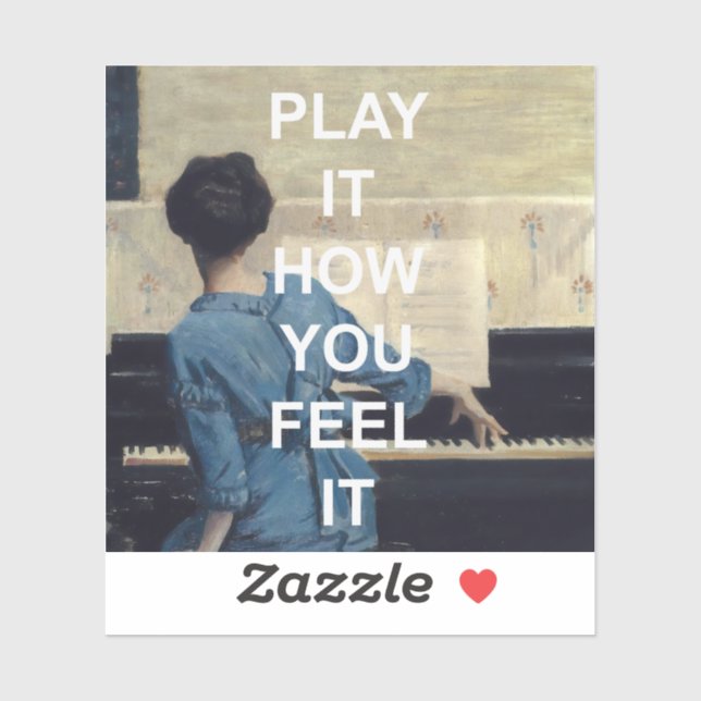 Adesivo Citação de Texto Divertido + Pintura do Piano Play (Folha)