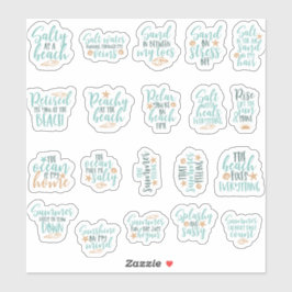 Adesivo CITAÇÃO motivadora de praia fofa do pacote de paco