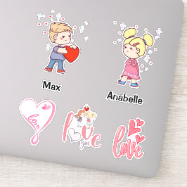 Adesivo Citações de amor personalizáveis do casal Chibi Cu