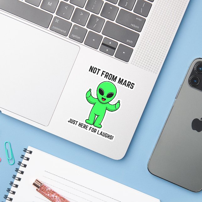 Adesivo citações engraçadas da alienígena (Notebook com iPhone)