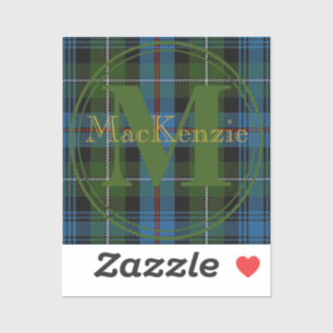 Adesivo Clã escocês MacKenzie Tartan Nome Dourado - Inicia