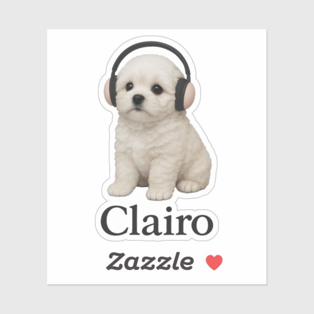 Adesivo Clairo Cachorro com Fones de Ouvido (Folha)
