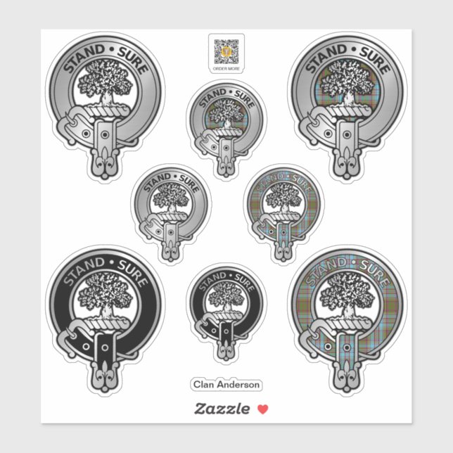 Adesivo Clan Anderson Crest & Tartan Sticker (Folha)
