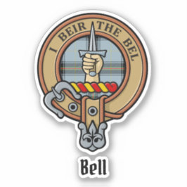 Adesivo Clan Bell Crest sobre Tartan