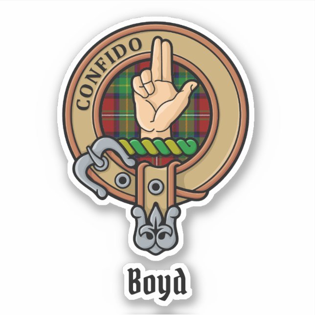 Adesivo Clan Boyd Crest sobre Tartan (Frente)