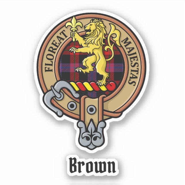 Adesivo Clan Brown Crest sobre Tartan (Frente)