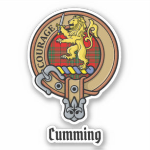 Adesivo Clan Cumming Crest sobre Tartan