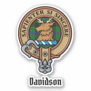 Adesivo Clan Davidson Crest sobre Tartan