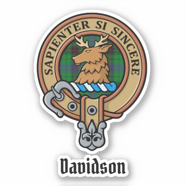 Adesivo Clan Davidson Crest sobre Tartan (Frente)