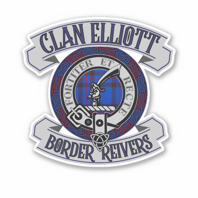 Adesivo Clan Elliott Crachá, Border Reivers, Escócia (Frente)