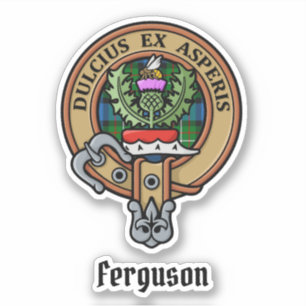 Adesivo Clan Ferguson Crest sobre Tartan Sticker
