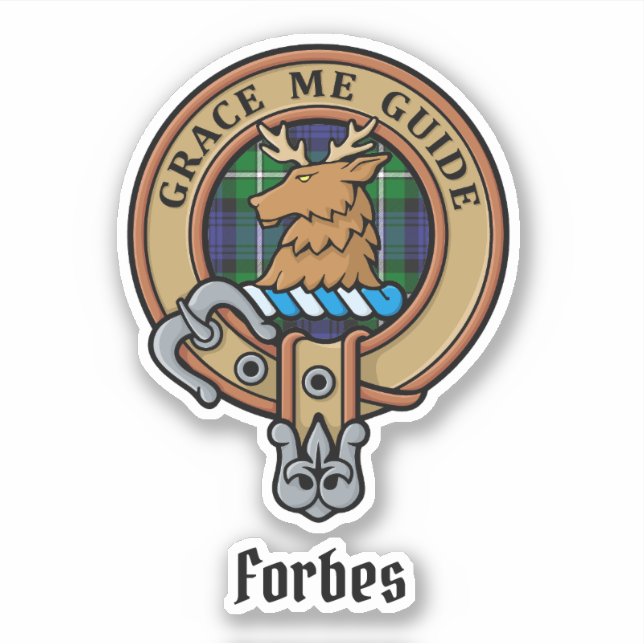 Adesivo Clan Forbes Crest sobre Tartan (Frente)