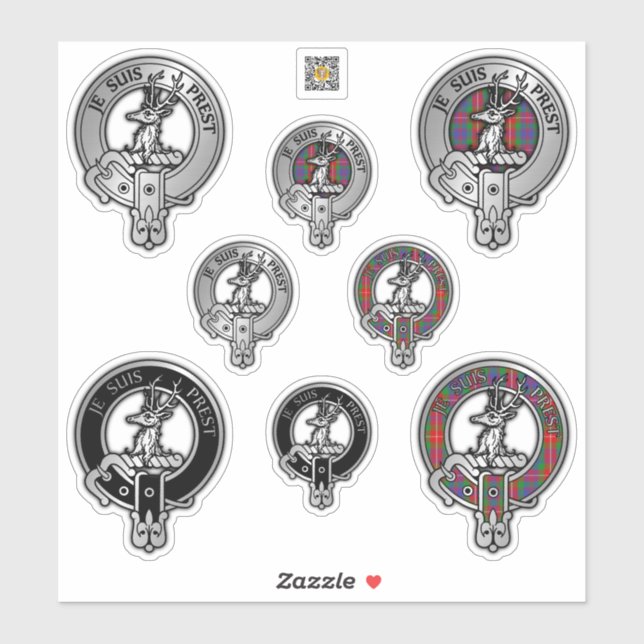 Adesivo Clan Fraser de Lovat Crest & Tartan (Folha)