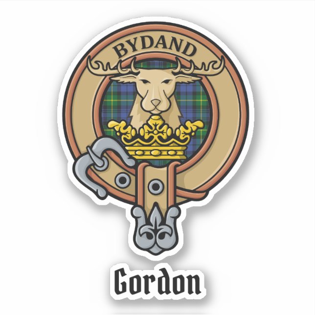 Adesivo Clan Gordon Crest sobre Tartan Sticker (Frente)