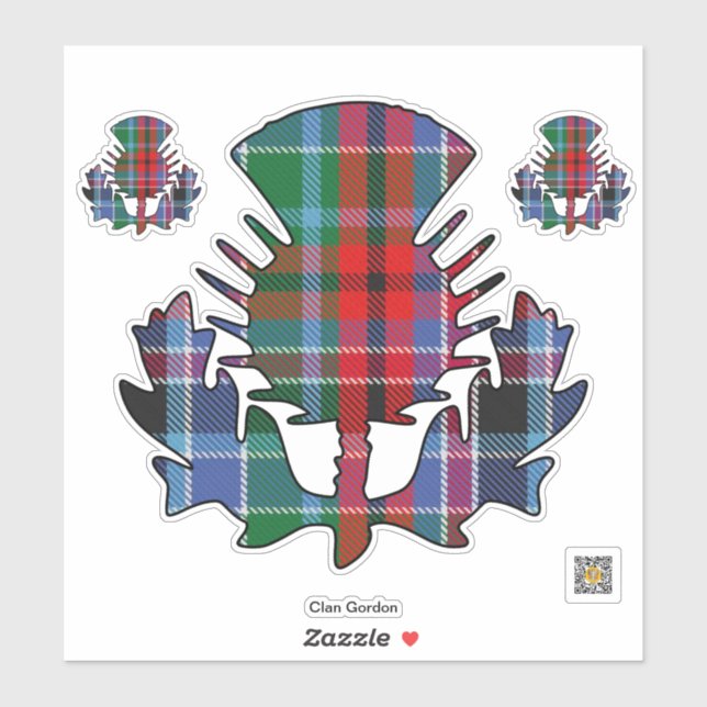 Adesivo Clan Gordon Red Tartan Thistle Sticker (Folha)