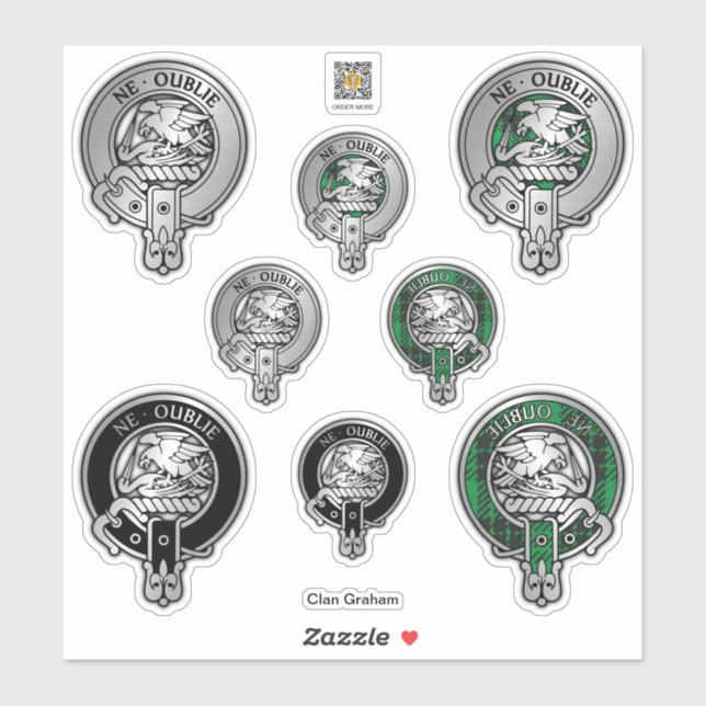 Adesivo Clan Graham Crest & Tartan Sticker (Folha)