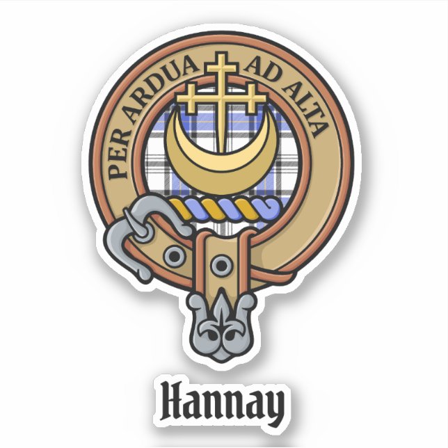 Adesivo Clan Hannay Crest sobre Tartan (Frente)