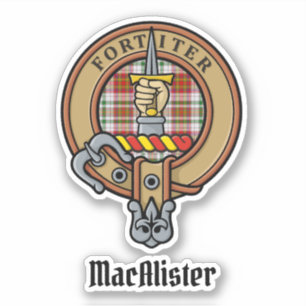 Adesivo Clan MacAlister Crest over Dress Tartan Sticker
