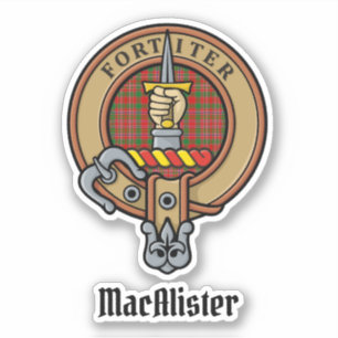 Adesivo Clan MacAlister Crest sobre Tartan Sticker