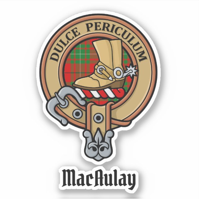 Adesivo Clan MacAulay Crest sobre Tartan Sticker (Frente)