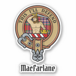 Adesivo Clan MacFarlane Crest sobre Red Tartan