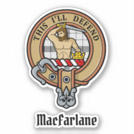 Adesivo Clan MacFarlane Crest sobre Tartan Preto e Branco