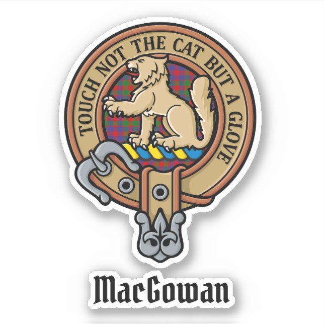 Adesivo Clan MacGowan Crest sobre Tartan (Frente)