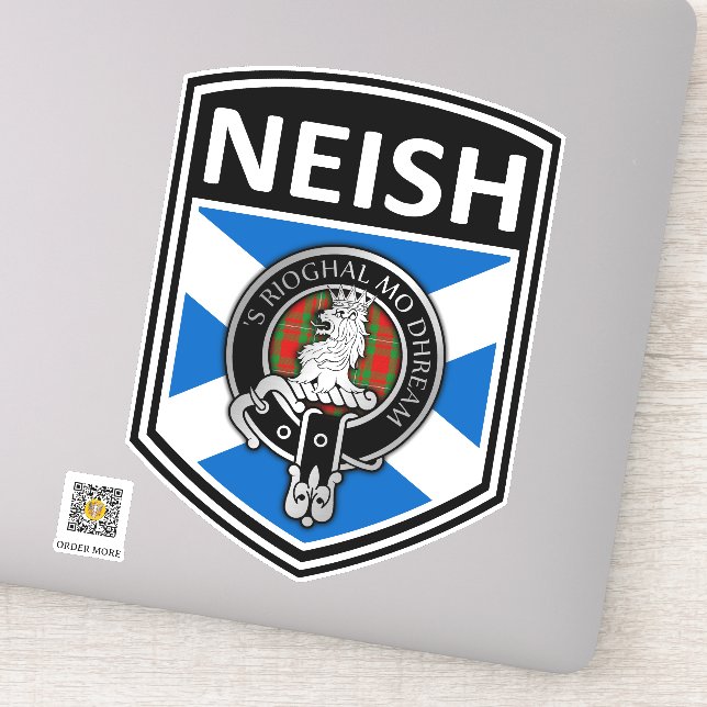 Adesivo Clan MacGregor Crest & Tartan Saltyre - Neish (Detalhe)