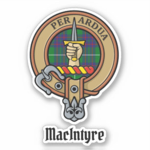 Adesivo Clan MacIntyre Crest over Hunting Tartan Sticker
