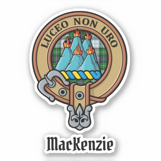 Adesivo Clan MacKenzie Crest over Dress Tartan Sticker (Frente)