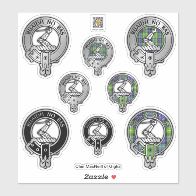 Adesivo Clan MacNeill da Gigha Gaelic Crest & Tartan (Folha)