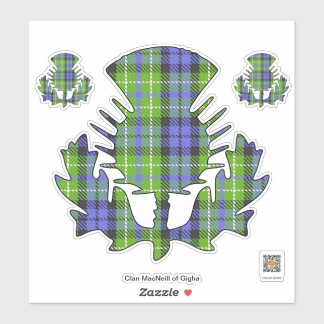 Adesivo Clan MacNeill da Gigha Tartan Thistle Sticker (Folha)