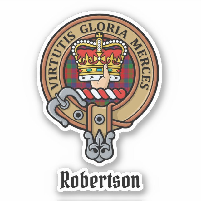 Adesivo Clan Robertson Crest sobre Tartan (Frente)