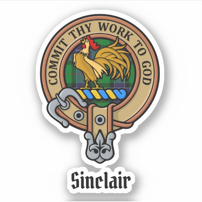 Adesivo Clan Sinclair Crest sobre a Caça ao Tartan (Frente)