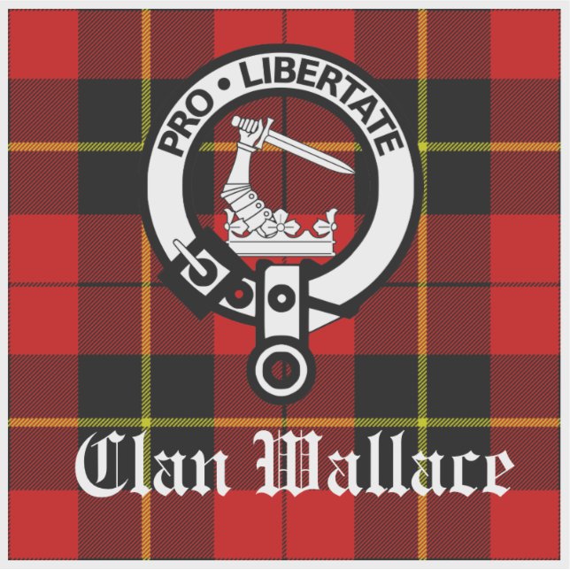 Adesivo Clan Wallace Crest Crachá e Tartan (Frente)