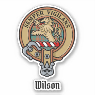 Adesivo Clan Wilson Crest sobre o Antigo Tartan