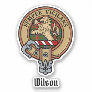Adesivo Clan Wilson Crest sobre Tartan Moderno