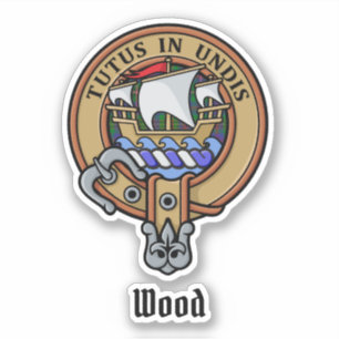 Adesivo Clan Wood Crest sobre Tartan